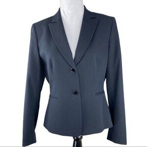 Tahari ASL Women's Navy Pinstripe Two Button Business Career Luxury Blazer 8/C38